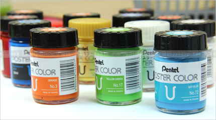 日本Pentel派通30ml廣告畫顏料 金銀水粉與熒光色彩的藝術創新